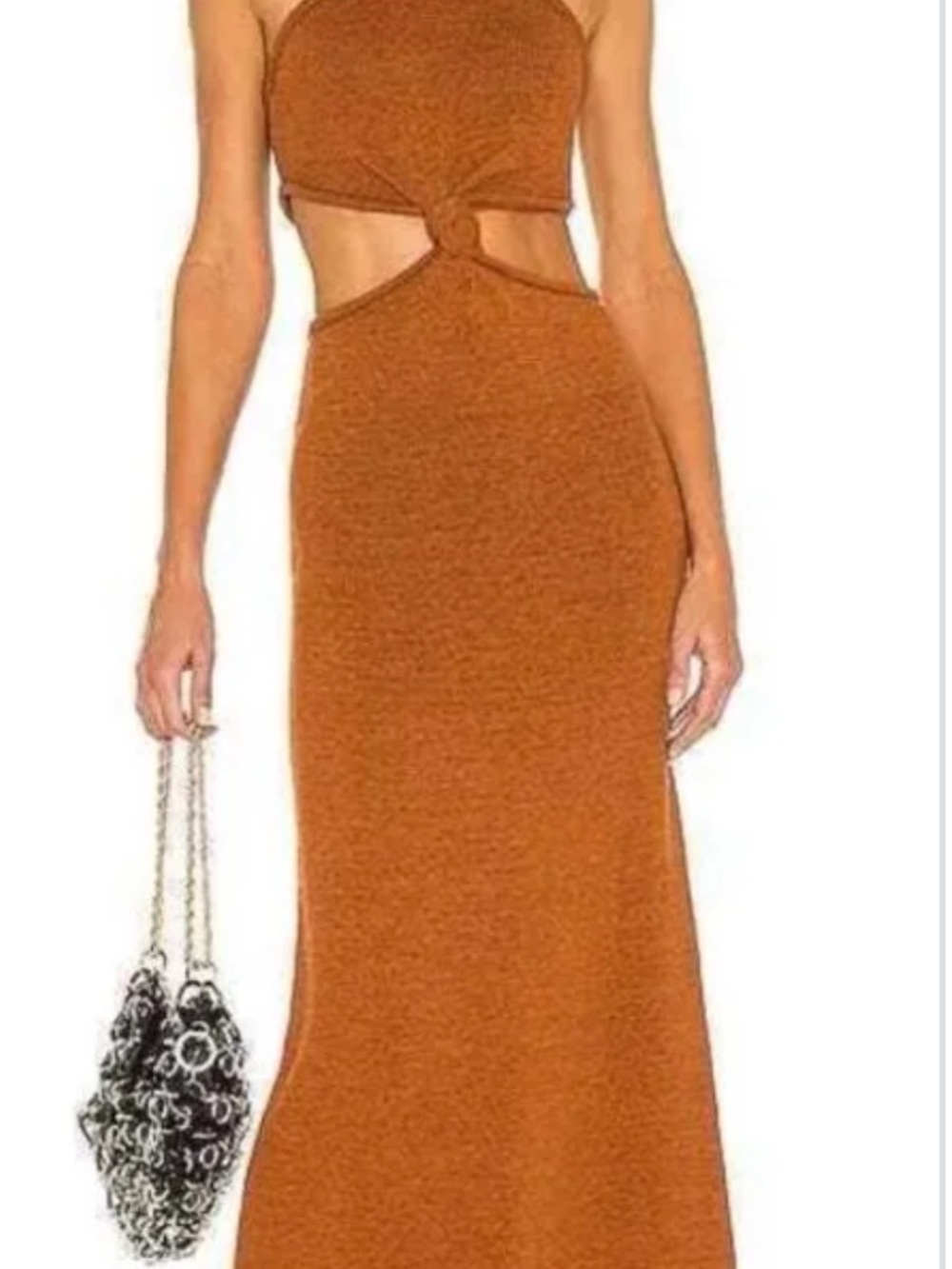 cult gaia rust-orange cutout knot-front maxi dress